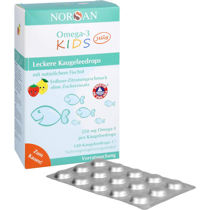 NORSAN Omega-3 Kids Jelly leckere Kaugeleedrops, 120 pc Bonbons de gomme