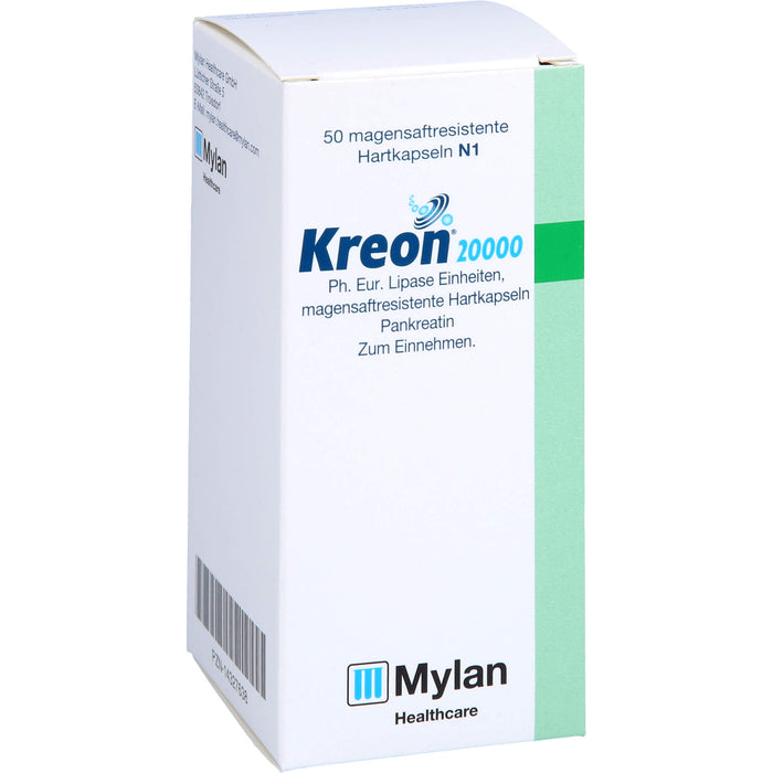 Kreon 20 000 Ph.Eur. Lipase Einheiten Hartkapseln bei einer exokrinen Pankreasinsuffiziens, 50 pc Capsules