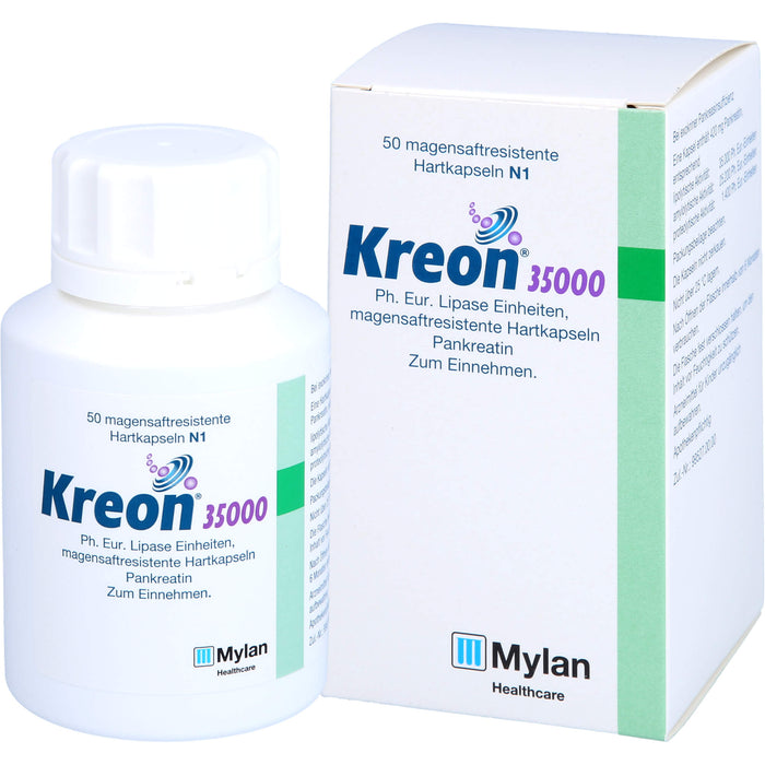 Kreon 35 000 Ph.Eur. Lipase Einheiten Hartkapseln bei exokriner Pankreasinsuffizienz, 50 pcs. Capsules