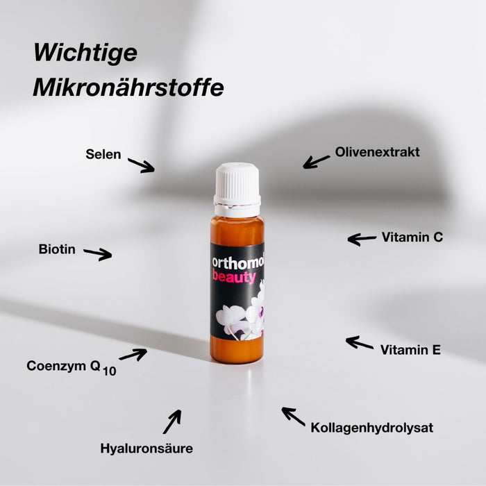 Orthomol Beauty für Frauen - unterstützt Haut, Haare und Nägel - mit Coenzym Q10, Biotin und Zink - Beauty-Box mit Trinkampullen, 30 pcs. Daily portions