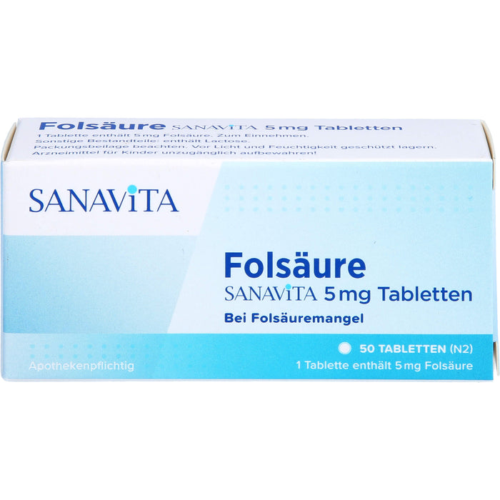 SANAVITA Folsäure 5 mg Tabletten, 50 pc Tablettes