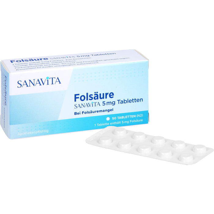 SANAVITA Folsäure 5 mg Tabletten, 50 pc Tablettes