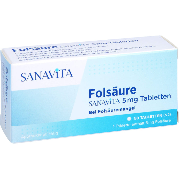 SANAVITA Folsäure 5 mg Tabletten, 50 pc Tablettes