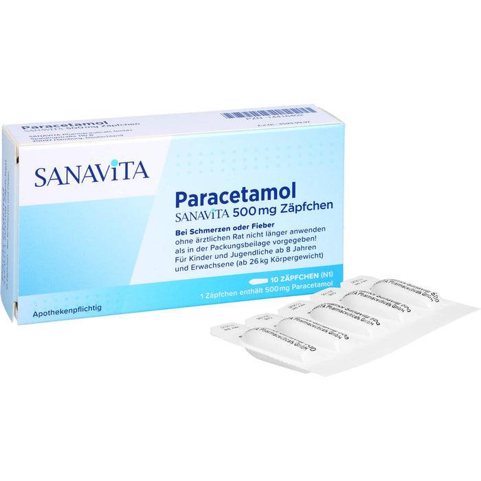 Paracetamol SANAVITA 500 mg Zäpfchen, 10 St. Zäpfchen