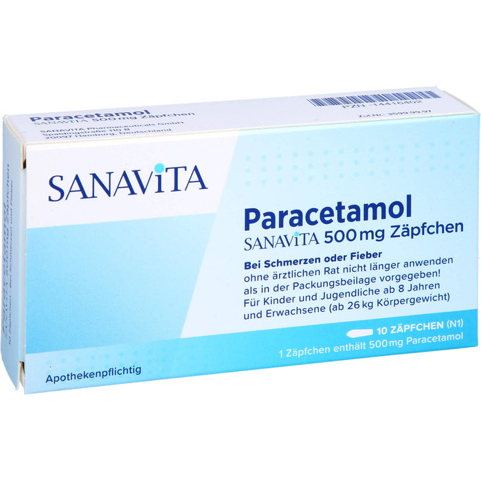 Paracetamol SANAVITA 500 mg Zäpfchen, 10 St. Zäpfchen