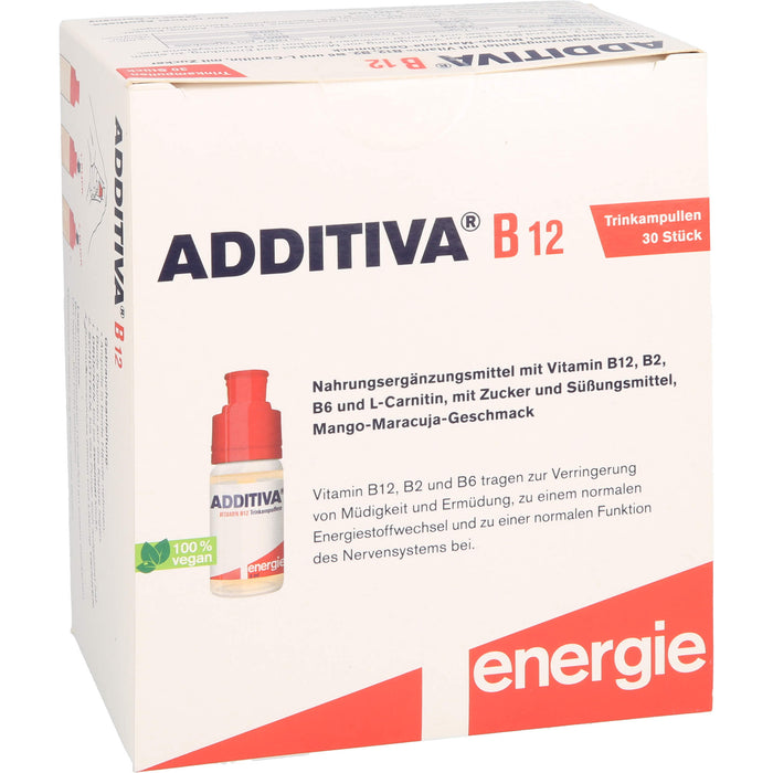 ADDITIVA Vitamin B 12 Trinkampullen mit Mango-Maracuja-Geschmack, 30 pc Ampoules