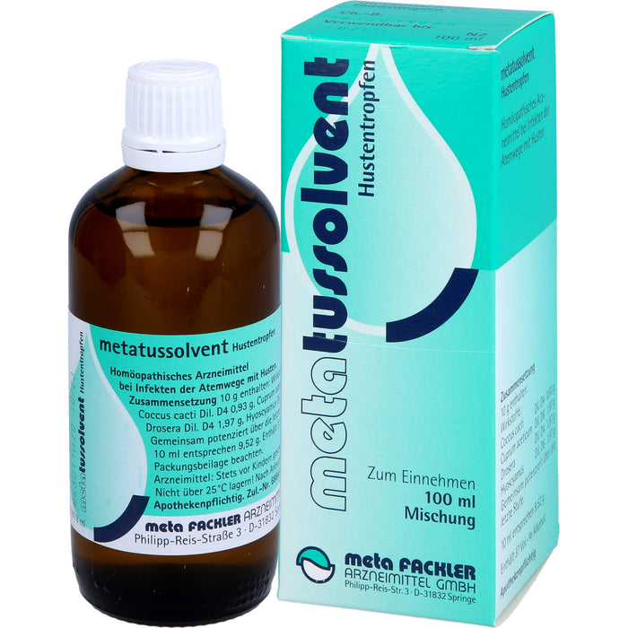 Metatussolvent Hustentropfen bei Infekten der oberen Atemwege mit Husten, 100 ml Solution