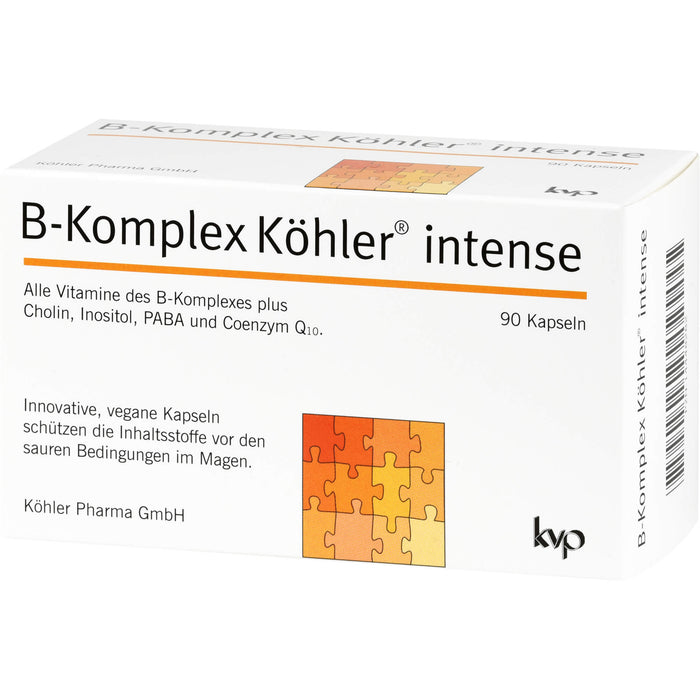 B-Komplex Köhler intense Kapseln schützt die Inhaltsstoffe vor den sauren Bedingungen im Magen, 90 St. Kapseln