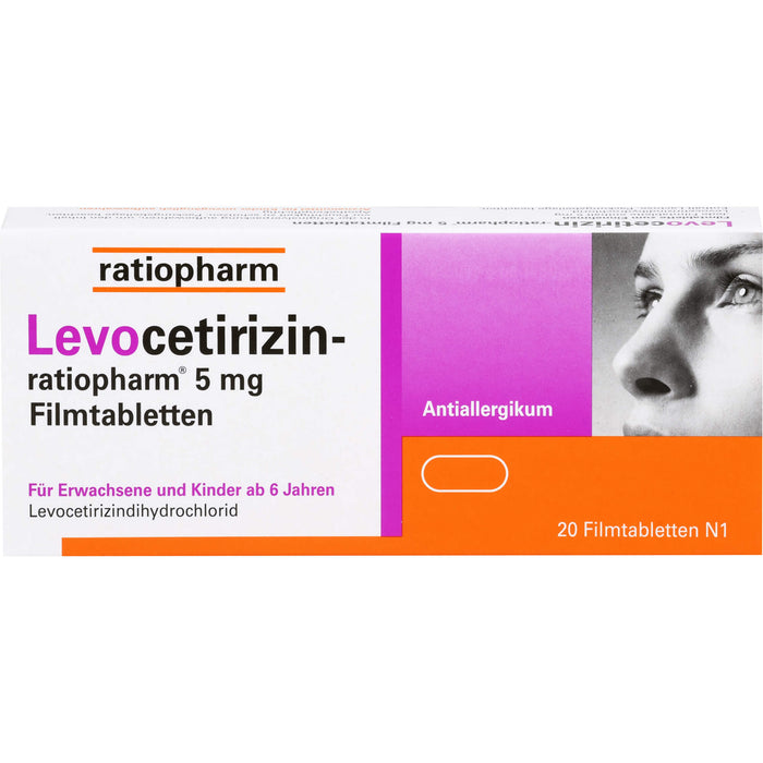 Levocetirizin-ratiopharm 5 mg Filmtabletten Antiallergikum, 20 pcs. Tablets