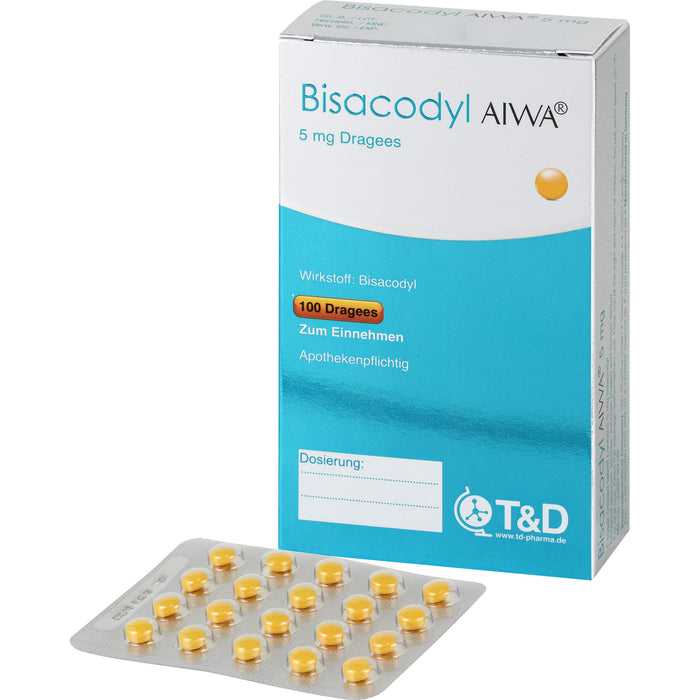 Bisacodyl AIWA 5 mg Dragees bei Verstopfungen, 100 St. Dragees