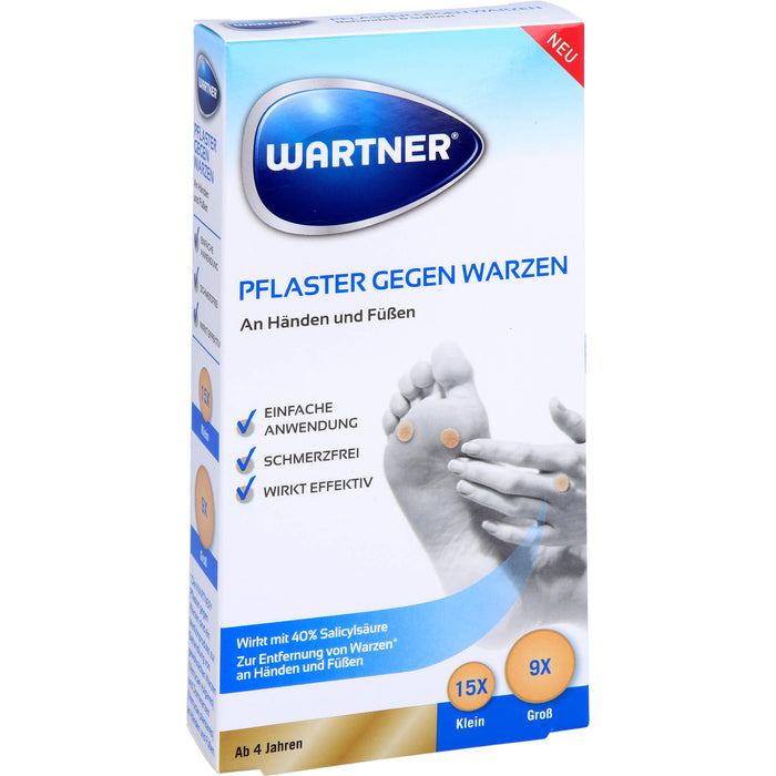 WARTNER Pflaster gegen Warzen an Händen und Füßen, 24 St. Pflaster