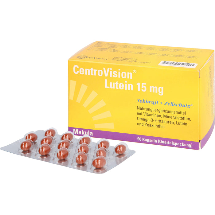 CentroVision Lutein 15 mg Kapseln Sehkraft + Zellschutz, 90 St. Kapseln