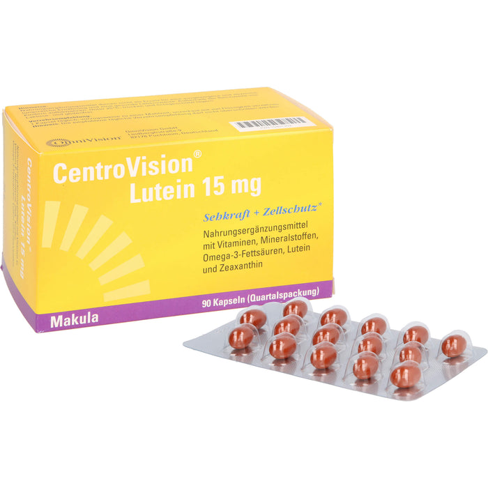 CentroVision Lutein 15 mg Kapseln Sehkraft + Zellschutz, 90 St. Kapseln