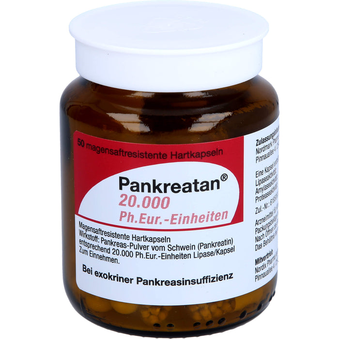 Pankreatan 20.000 Ph.Eur.-Einheiten, Magensaftresistente Hartkapseln, 50 St HKM