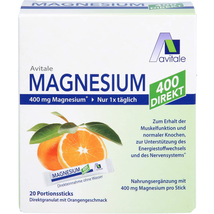 Avitale Magnesium 400 Orange Direktgranulat, 20 pc Bâtonnets