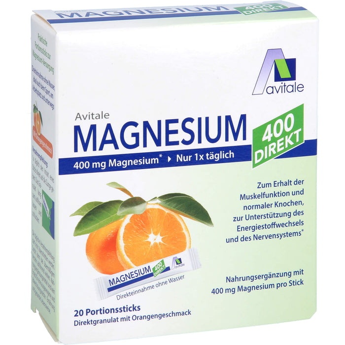 Avitale Magnesium 400 Orange Direktgranulat, 20 pc Bâtonnets