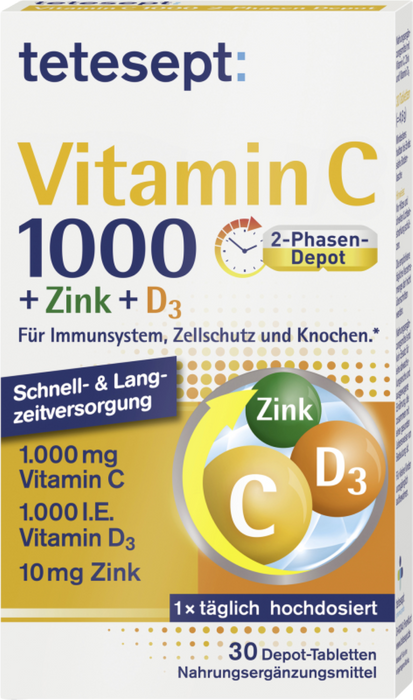 tetesept Vitamin C 1000+Zink+D3, 30 St TAB