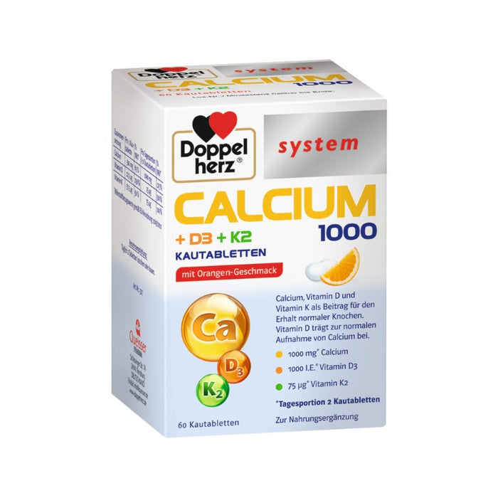 Doppelherz Calcium 1000+D3+K2 system, 60 pcs. Tablets