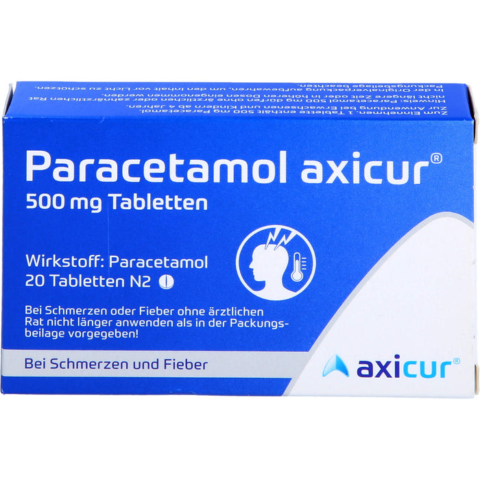 Paracetamol axicur 500 mg Tabletten Reimport axicorp, 20 pcs. Tablets