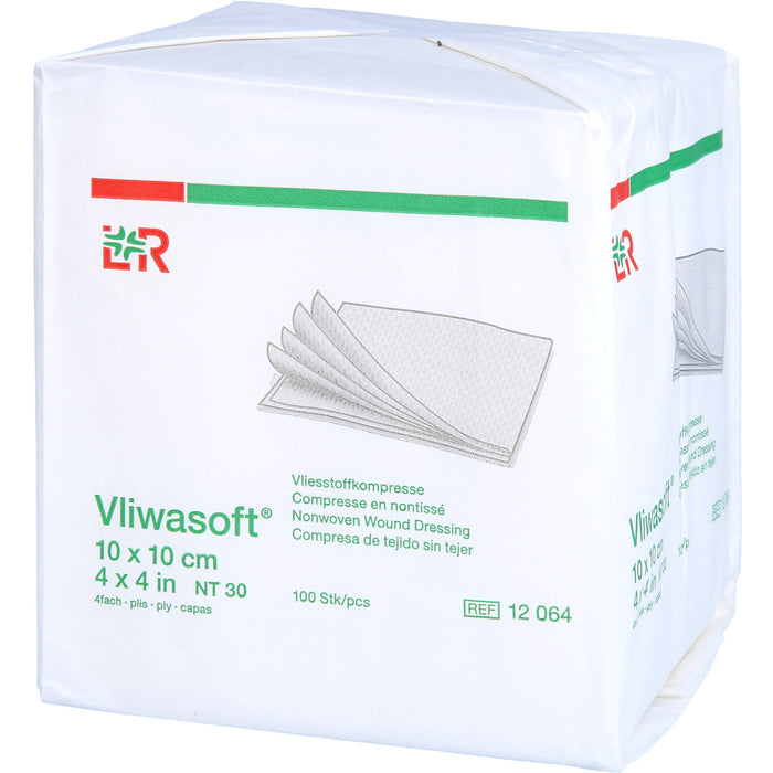 VLIWASOFT Vlieskompressen 10x10 cm unsteril 4l., 100 St KOM