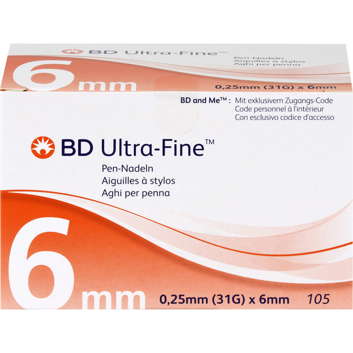 BD ULTRA-FINE Pen-Nadeln 0,25 mm (31G) x 6 mm, 105 St KAN