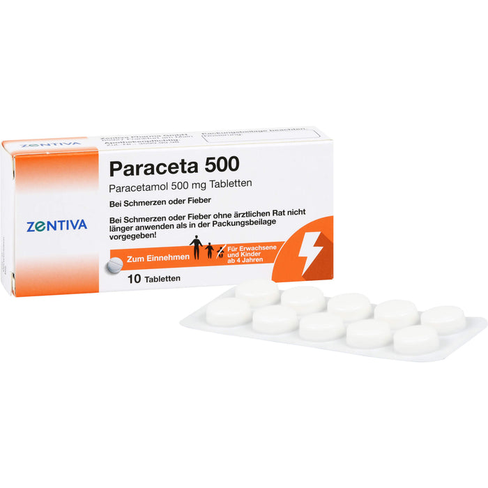 Zentiva Paraceta 500 Tabletten bei Schmerzen und Fieber, 10 pcs. Tablets