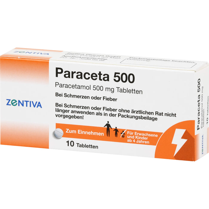 Zentiva Paraceta 500 Tabletten bei Schmerzen und Fieber, 10 pc Tablettes