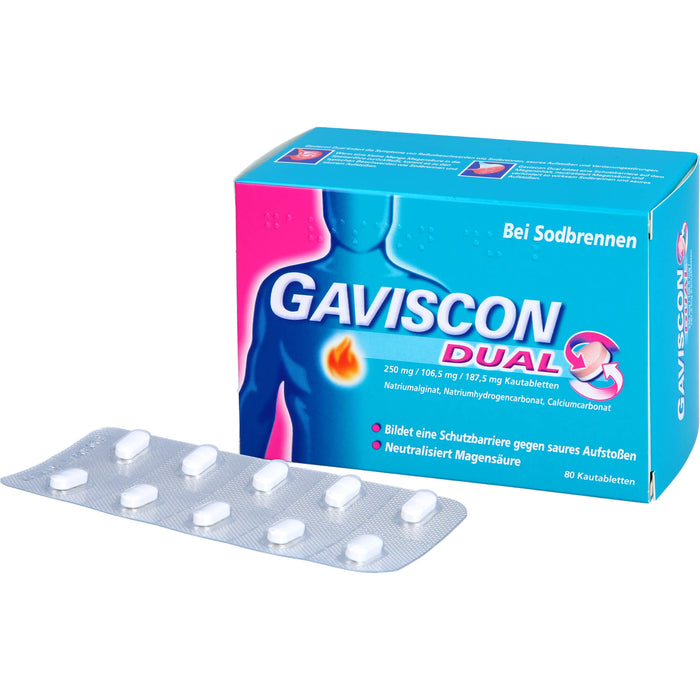 GAVISCON Dual Kautabletten bei Sodbrennen, 80 pcs. Tablets