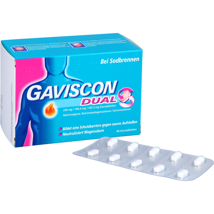 GAVISCON Dual Kautabletten bei Sodbrennen, 80 pcs. Tablets