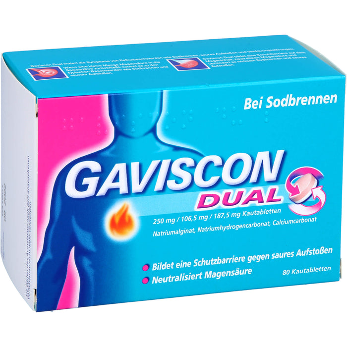 GAVISCON Dual Kautabletten bei Sodbrennen, 80 pc Tablettes