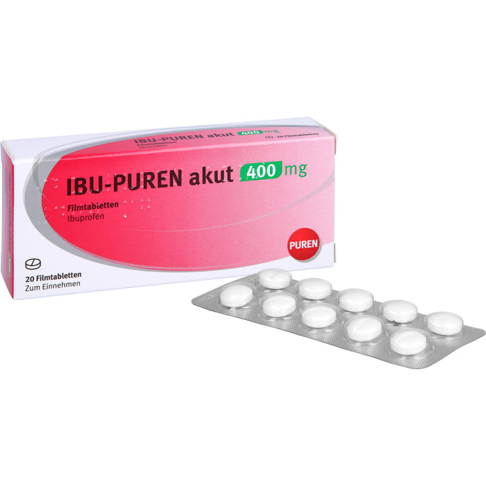 PUREN Ibu akut 400 mg Filmtabletten bei Schmerzen und Fieber, 20 pcs. Tablets