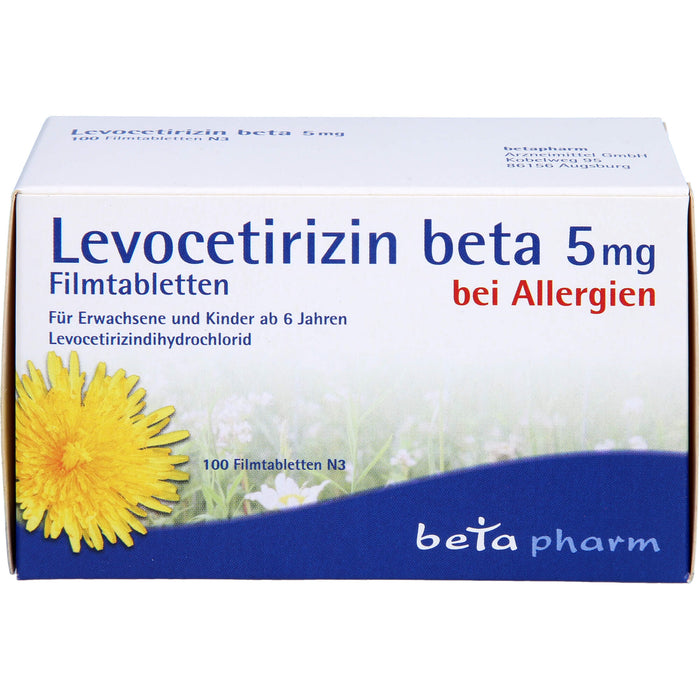 Levocetirizin beta 5 mg Filmtabletten bei Allergien, 100 pc Tablettes