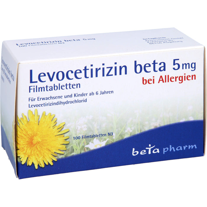 Levocetirizin beta 5 mg Filmtabletten bei Allergien, 100 pc Tablettes