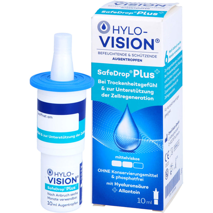 HYLO-VISION SafeDrop Plus befeuchtende & schützende Augentropfen, 10 ml Lösung