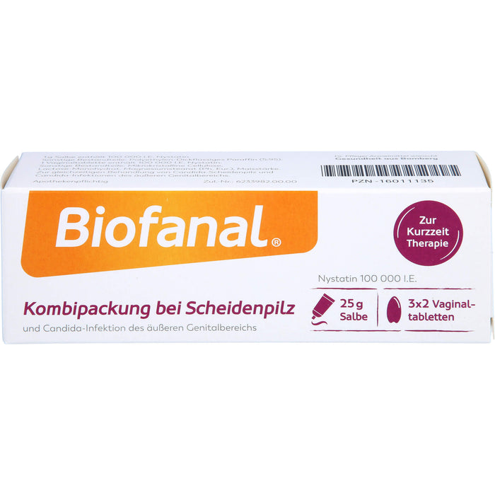 Biofanal Kombipackung bei Scheidenpilz und Candida-Infektionen des äußeren Genitalbereichs, 100 000 I.E. Salbe und Vaginaltabletten, 1 pc Paquet combiné