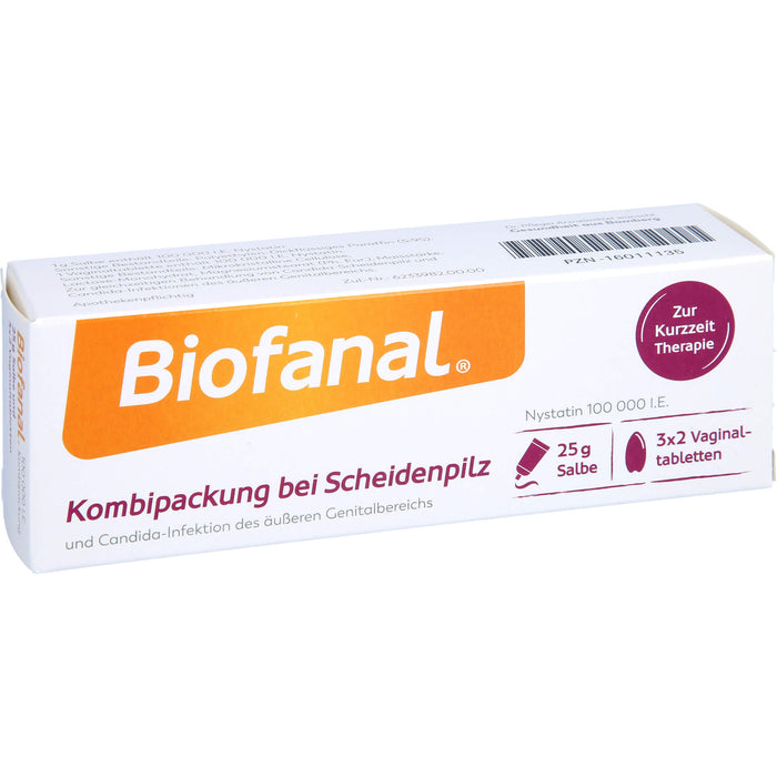 Biofanal Kombipackung bei Scheidenpilz und Candida-Infektionen des äußeren Genitalbereichs, 100 000 I.E. Salbe und Vaginaltabletten, 1 pcs. Combipack