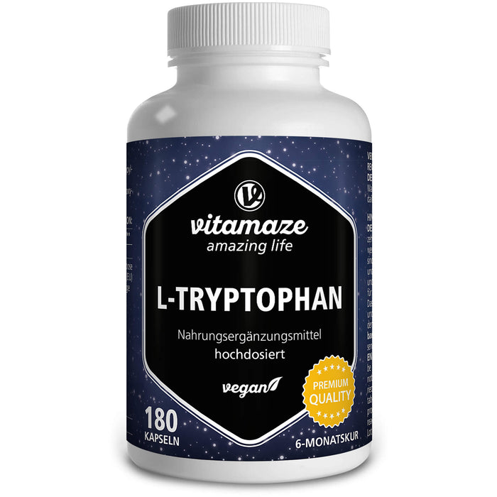 Vitamaze L-Tryptophan 500 mg hochdosiert vegane Kapseln, 180 pc Capsules