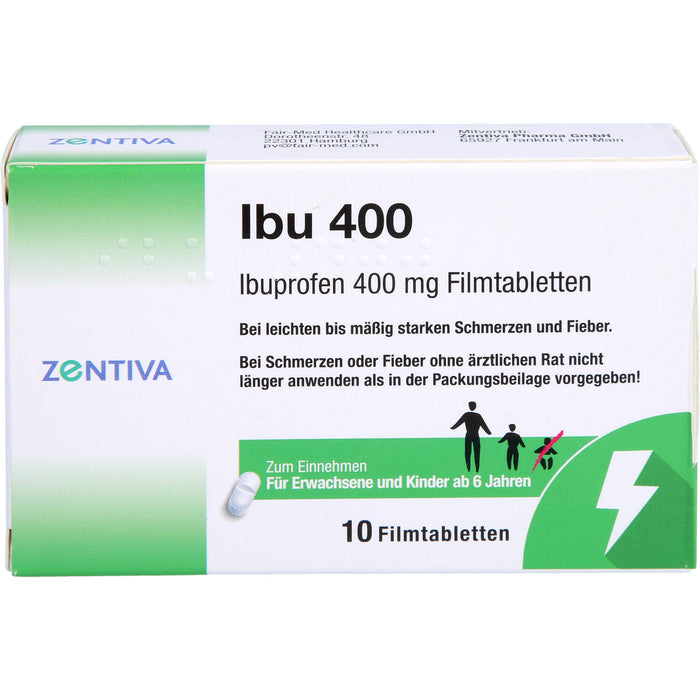 ZENTIVA Ibu 400 mg Filmtabletten bei Schmerzen und Fieber, 10 pcs. Tablets