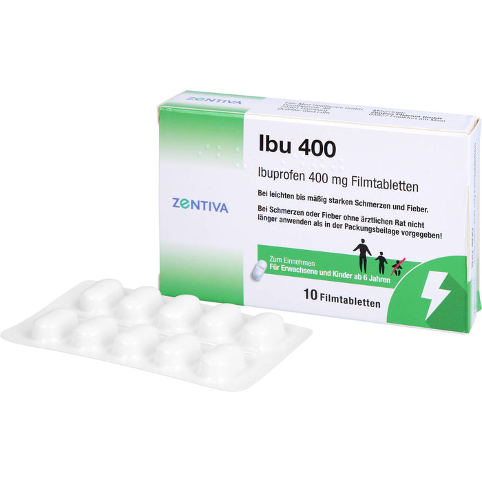 ZENTIVA Ibu 400 mg Filmtabletten bei Schmerzen und Fieber, 10 pcs. Tablets