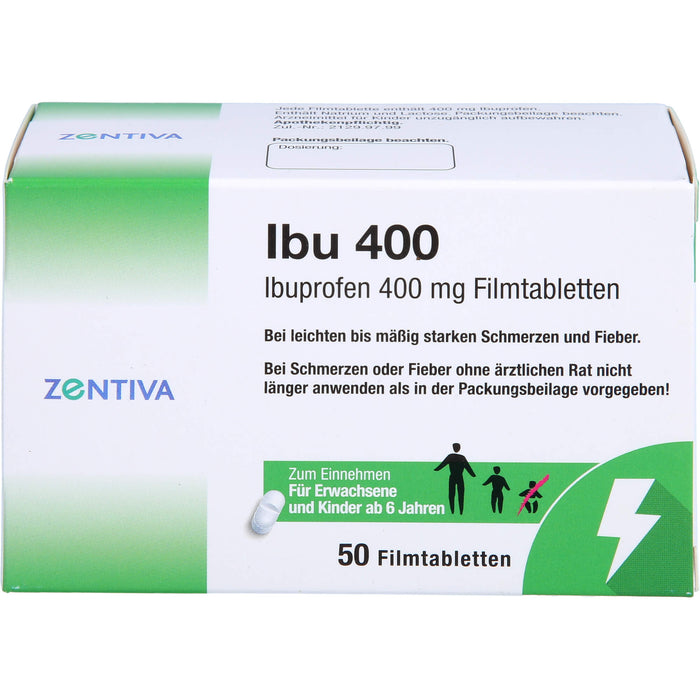 Ibu 400, Ibuprofen 400 mg Filmtabletten, 50 St. Tabletten