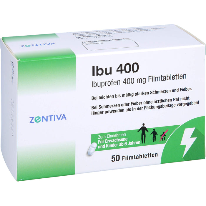 Ibu 400, Ibuprofen 400 mg Filmtabletten, 50 pcs. Tablets