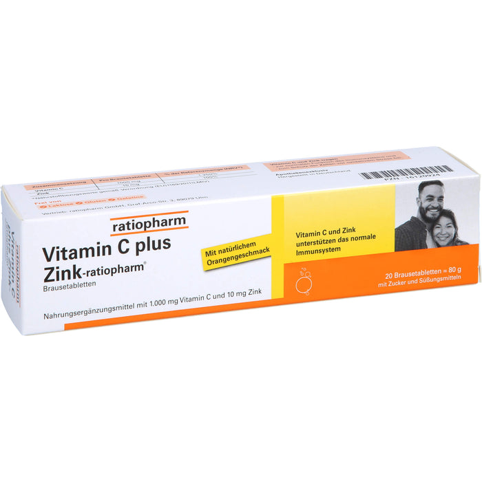 Vitamin C plus Zink-ratiopharm Brausetabletten, 20 pc Tablettes