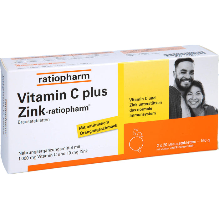 Vitamin C plus Zink-ratiopharm Brausetabletten, 40 pc Tablettes