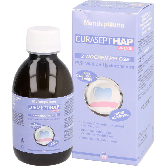 CURASEPT HAP PVP-VA 0,20 + Hyaluronsäure 2 Wochen Pflege Mundspülung, 200 ml Solution