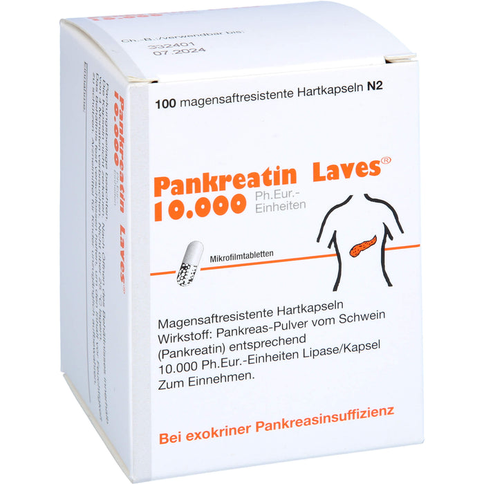 Pankreatin Laves 10.000 Ph.Eur.-Einheiten Hartkapseln Verdauungsenzyme, 100 pc Capsules