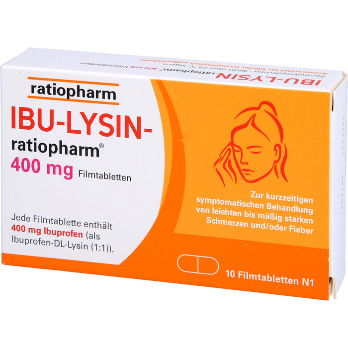 Ibu-Lysin-ratiopharm 400 mg Filmtabletten bei Schmerzen und Fieber, 10 pc Tablettes