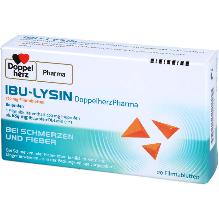 Doppelherz PharmaI IBU-LYSIN 400 mg Filmtabletten bei Schmerzen und Fieber, 20 pc Tablettes