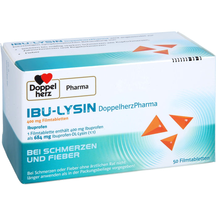 Doppelherz Pharma Ibu Lysin 400 mg Filmtabletten bei Schmerzen und Fieber, 50 pc Tablettes