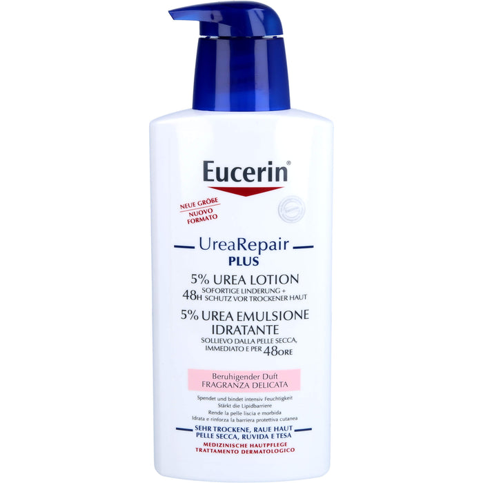 Eucerin UreaRepair PLUS Lotion 5% mit beruhigendem Duft – 48h intensive Pflege für trockene bis sehr trockene Haut, 400 ml Crème