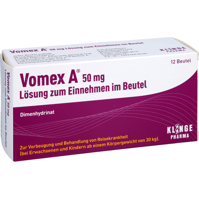 Vomex A 50 mg Beutel gegen Reisekrankheit, 12 pcs. Sachets